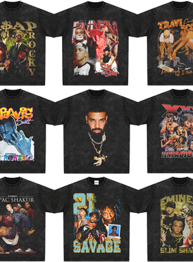 Travis Scott嘻哈说唱歌手短袖Eminem ASAP XXXTentacionT恤jcole