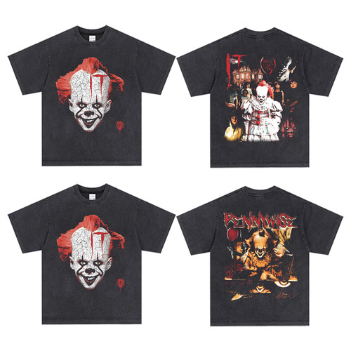 潘尼怀斯Pennywise tee美式小领口休闲复古Vintage短袖 重磅纯棉