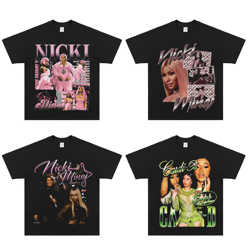 Nicki Minaj tee妮琪·米娜麻辣鸡短袖印花 美式纯棉宽松复古做旧
