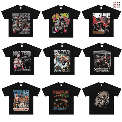 MIKE TYSON vintage tee泰森拳王 美式复古水洗短袖T恤男