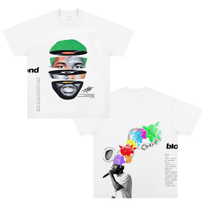 弗兰克奥申Frank Ocean说唱歌手嘻哈短袖T恤纯棉高街复古做旧男女