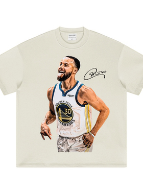 库里 CURRY 经典吐舌头美式小领口复古做旧街头小众纯棉长短袖T恤