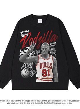 罗德曼Dennis Rodman长短袖T恤男女潮牌美式篮球街头嘻哈oversize