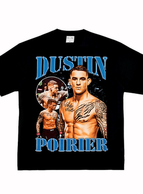 UFC 钻石 普瓦里尔 Dustin Poirier 美式小领口纯棉做旧长短袖T恤
