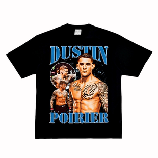 UFC 钻石 普瓦里尔 Dustin Poirier 美式小领口纯棉做旧长短袖T恤