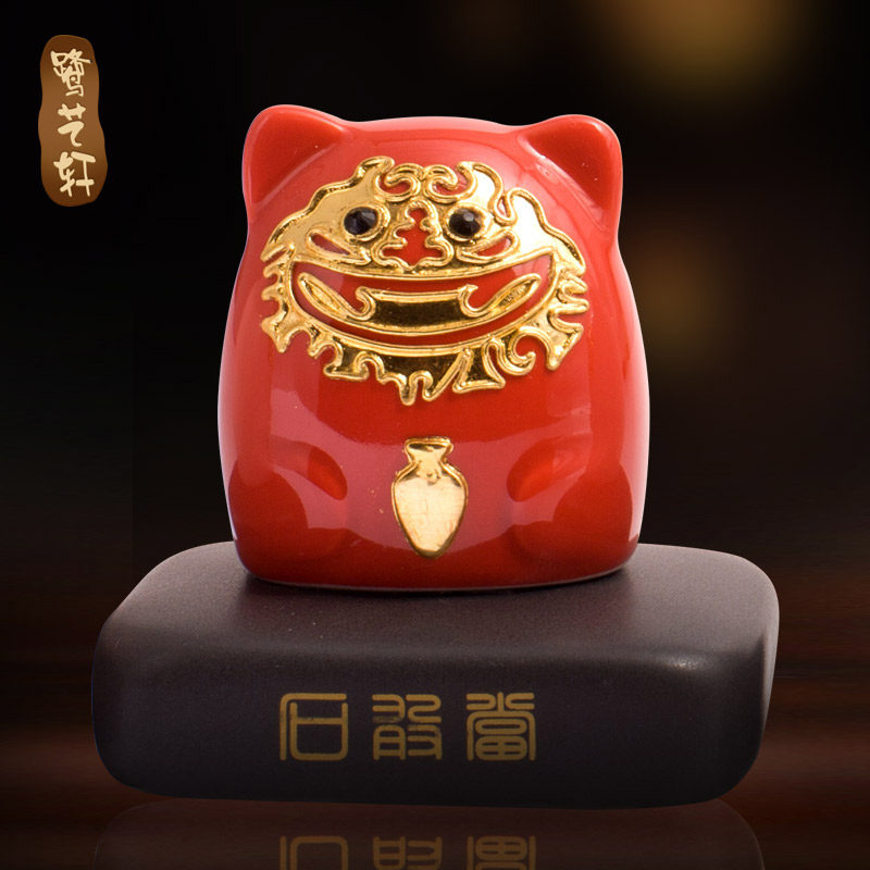 厦门漆线雕工艺品泉州石敢当摆件可爱闽南小狮子室内门口客厅装饰