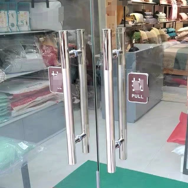 本色有框圆管玻璃门对装不锈钢木门把手大门把手大门拉手现代简约