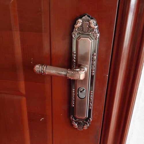 红古铜色执手锁对开手柄锁具面板通用型门把双开门加厚进户门