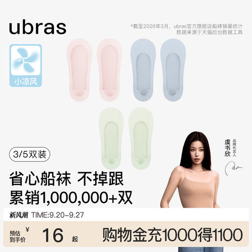 ubras防掉跟隐形袜子女船袜