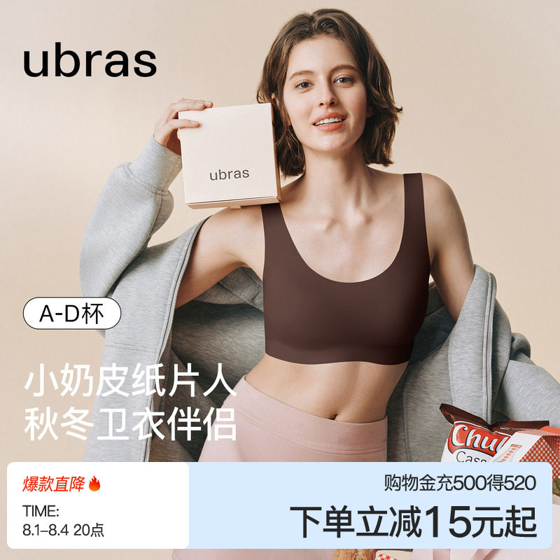 ubras无尺码小奶皮卫衣伴侣无痕隐形纸片人胸大胸显小文胸罩内衣 - 实物图
