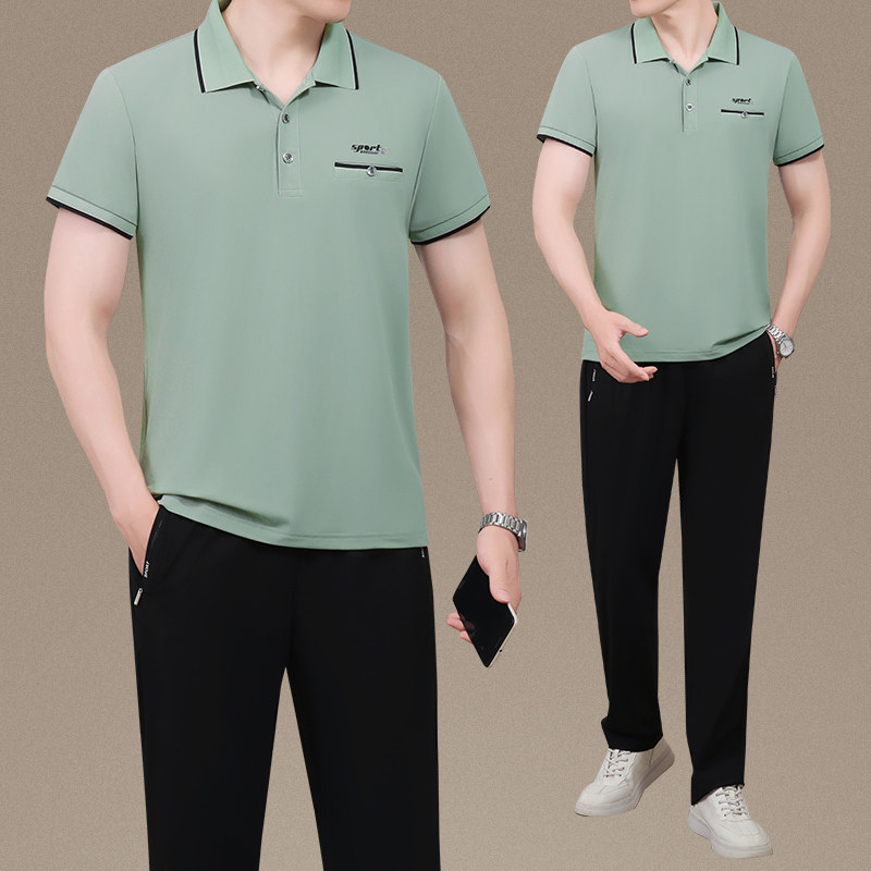 中老年运动套装男短袖t恤长裤纯棉夏季薄款老人休闲大码爸爸夏装,男装,休闲运动套装,淘宝优惠券,粉丝福利购,淘宝优惠卷