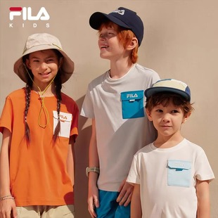 新款 T恤2025年夏季 男女中大童套头休闲上衣 儿童短袖 FILA斐乐童装