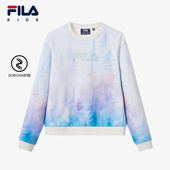 新款 FILA斐乐童装 儿童卫衣2025冬季 女中大童休闲宽松套头圆领上衣