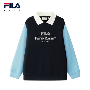 FILA X 彼得兔联名儿童童装卫衣2025年冬季新款男中大童套头上衣