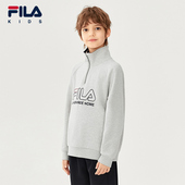 新款 FILA斐乐儿童童装 卫衣2025年冬季 男童中大童休闲宽松套头上衣