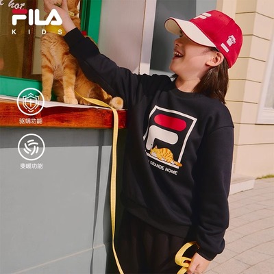 【螨消消】FILA斐乐童装2025秋冬新款儿童加绒保暖男女童卫衣抗菌