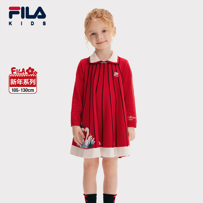 【花赞新年】FILA斐乐儿童红色连衣裙2025冬季新款拜年服新年裙子,童装/婴儿装/亲子装,连衣裙,淘宝优惠券,粉丝福利购,淘宝优惠卷