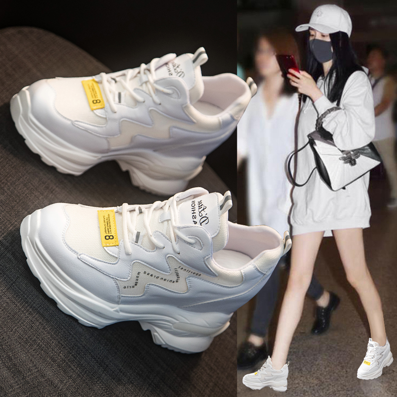 内增高小白运动鞋女ins休闲百搭松糕厚底网红老爹鞋女夏季透气鞋