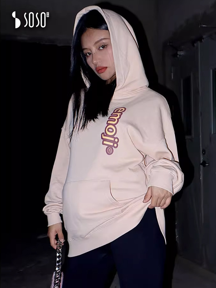 SOSOILGI ICHIMAKI 출산 운동복 봄과 가을 후드 긴팔 탑 몸집이 작은 느슨한 대형 가을 의류