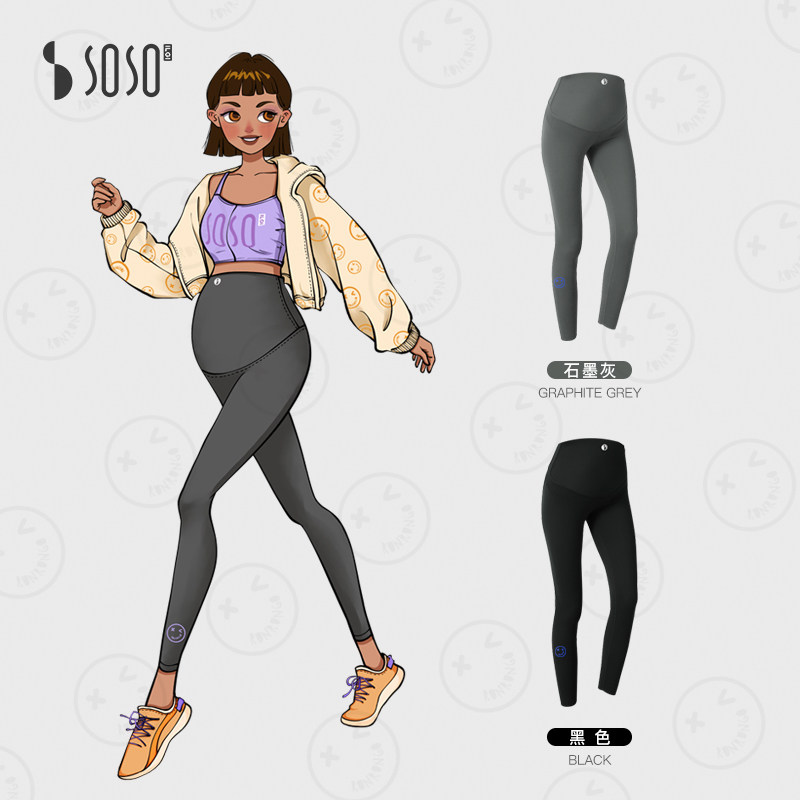sosoilgi【联名天才鬼脸瑜伽裤】孕妇高腰托腹瑜伽裤秋冬外穿打底