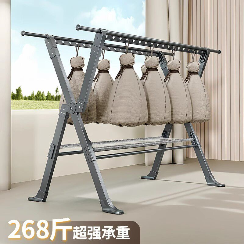 晾衣架落地家用折叠阳台凉衣杆室内外挂衣服伸缩挂衣架晒被子神器