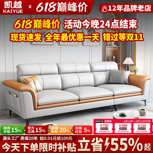 简约现代猫抓科技布直排沙发客厅