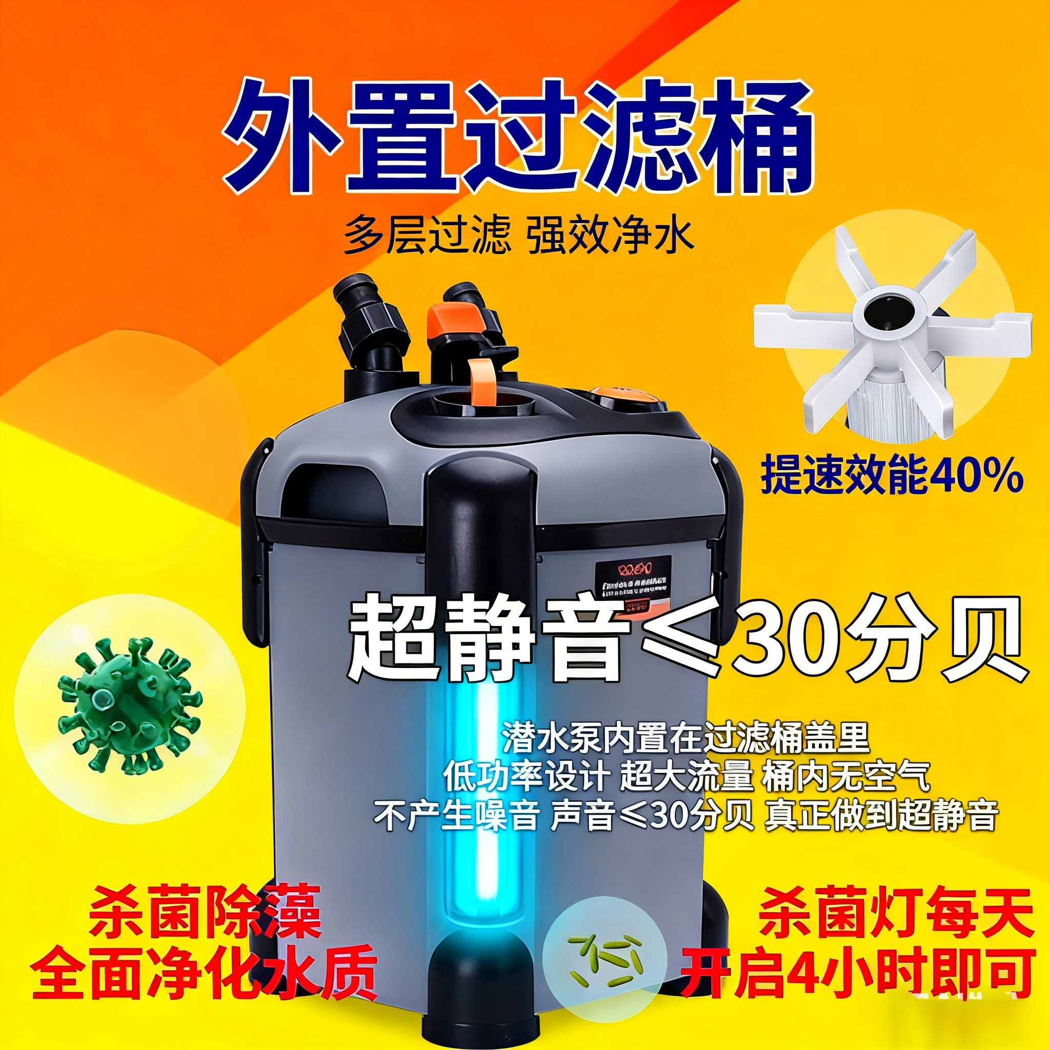 松宝鱼缸水循环过滤桶外置式静音水族鱼池净水过滤系统鱼缸过滤器