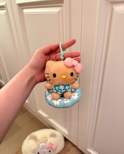 黑皮复古~碎花泳圈Kitty包包挂件可爱玩偶书包挂少女玩偶钥匙扣