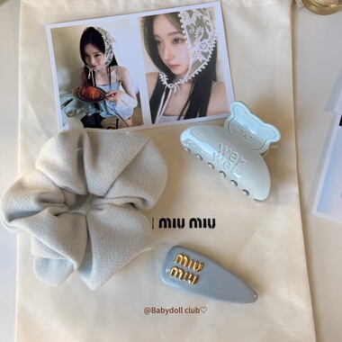 Bm风奶油蓝:小熊字母醋酸抓夹！秋冬慵懒风毛绒大肠发圈发饰