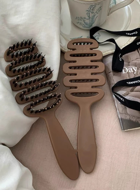 梳头我是专业的！蓬松颅顶猪鬃毛梳子按摩头部顺发排骨梳女士梳子