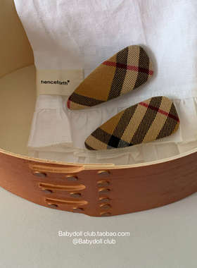 bbr老钱风发夹~卡其格纹简约布艺bb夹发夹 甜美时尚侧边发夹