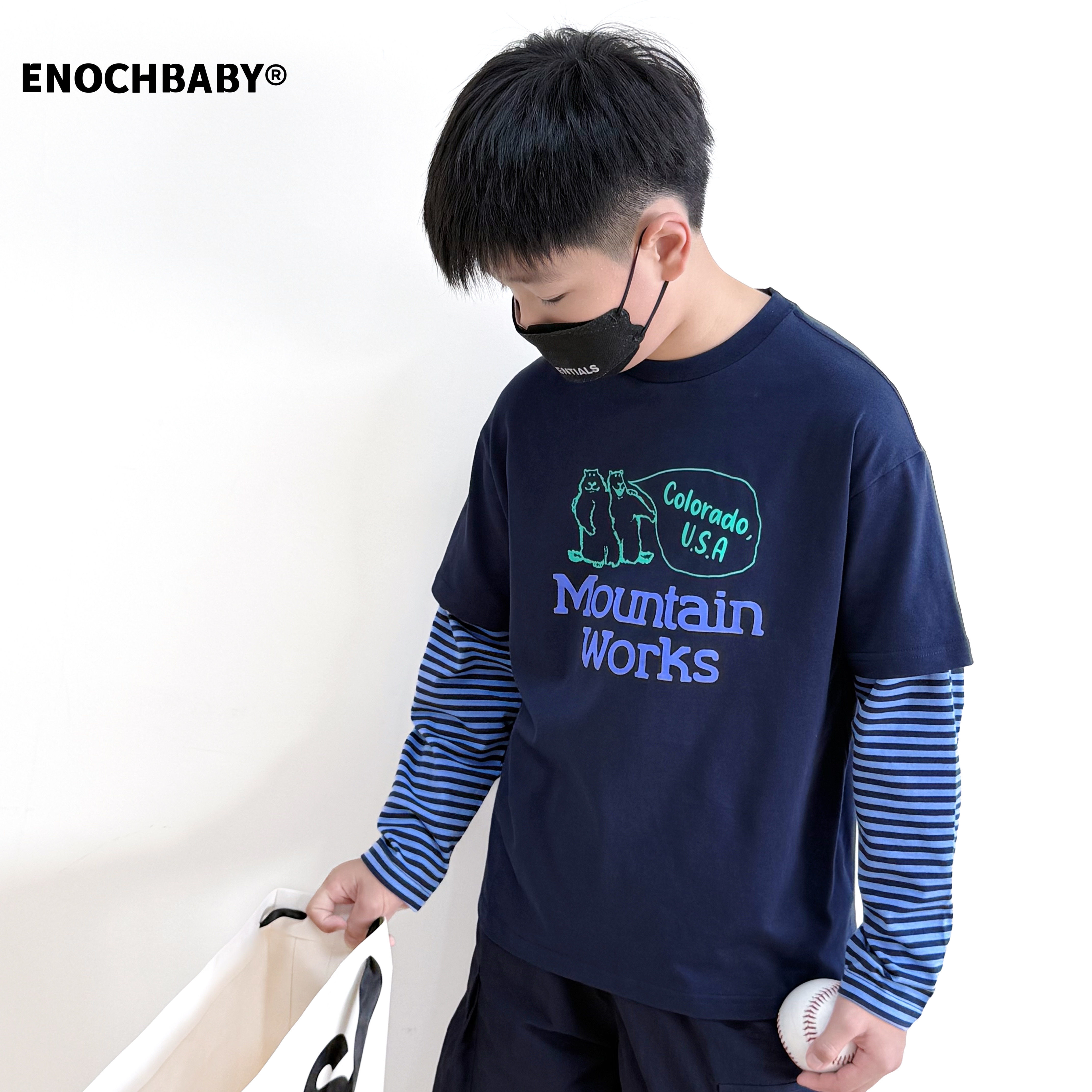 ENOCHBABY秋季新款男童森系拼接假两件长袖T恤纯棉圆领上衣打底衫,童装/婴儿装/亲子装,T恤,淘宝优惠券,粉丝福利购,淘宝优惠卷