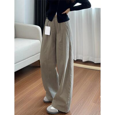 美式卡其色工装裤女秋季