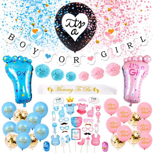 直销新boy or girl拉旗性别揭秘派对套装纸花球 baby shower