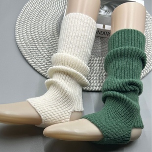 秋冬针织jk袜套袜子女白色长筒小腿袜腿套保暖堆堆袜舞蹈袜芭蕾风