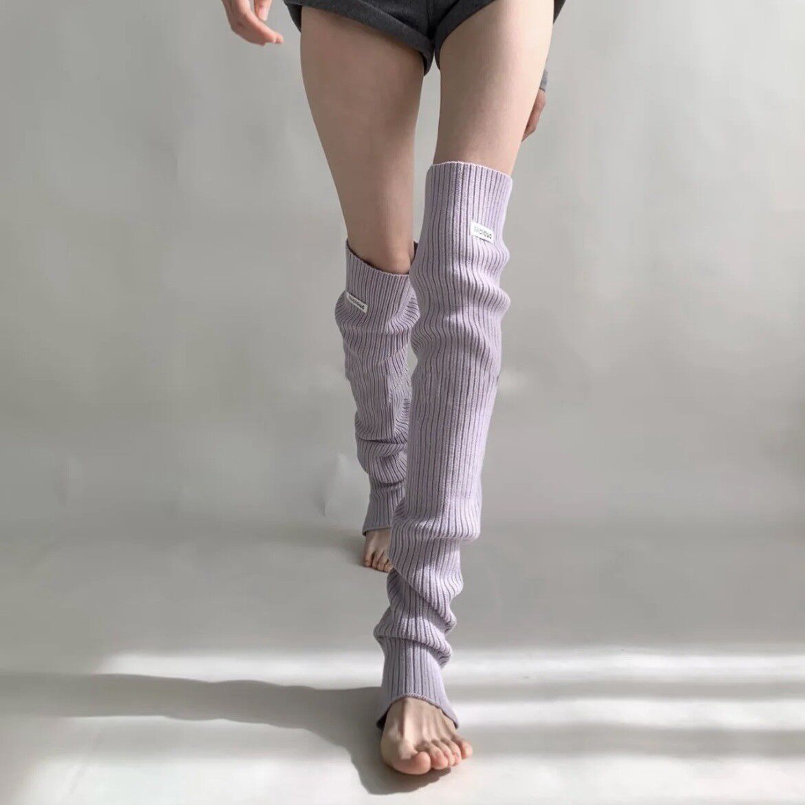 星黛露丁香紫踩脚袜套女秋冬加长加厚保暖配瑜伽裤叠穿长筒袜腿套
