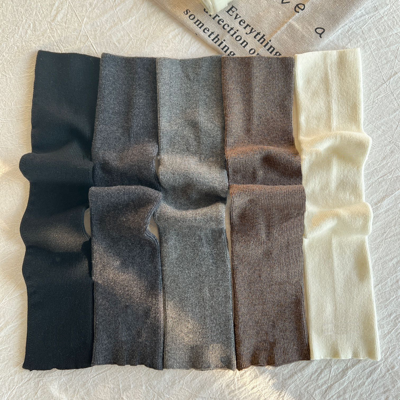 SD202韩国东大门羊绒袜套秋冬羊毛细竖条堆堆袜保暖护腿瑜伽脚套