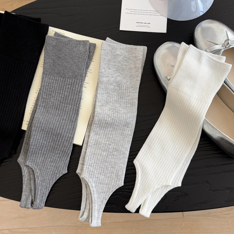 日系凉感细坑条踩脚袜套春夏新款纯色百搭双针小腿袜ins潮流袜子