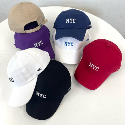 韩国东大门代购软顶棒球帽子女ins情侣街头刺绣NYC字母鸭舌帽潮帽