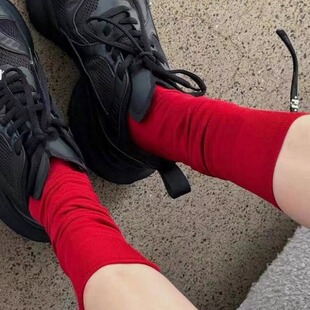 2024秋冬诗歌兰弹力小腿袜轻薄透气柔软舒适女袜安哥红堆堆袜