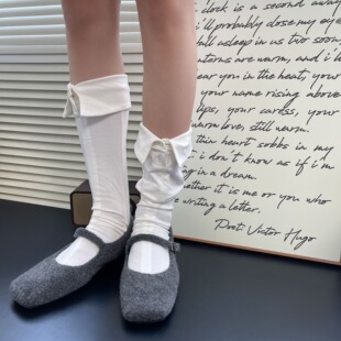 翻领纽扣长款 空气棉衬衫 小腿中筒堆堆袜女 日本杂志款 韩国原宿新品