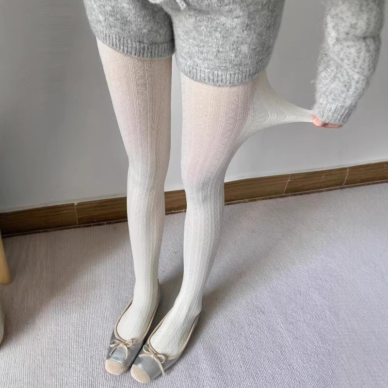 灰色天鹅绒打底裤弹力复古波浪纹连裤袜春秋螺纹咖色裤袜简约百搭