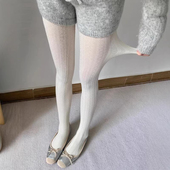 袜春秋螺纹咖色裤 灰色天鹅绒打底裤 弹力复古波浪纹连裤 袜简约百搭