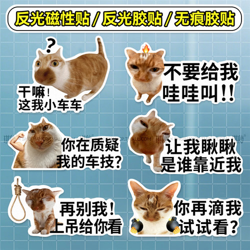 猫meme抽象个性文字搞笑车身磁贴