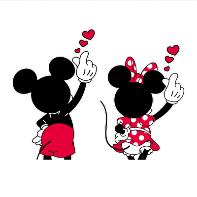 米老鼠米妮情侣比心防水装饰车贴