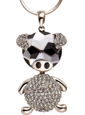 小猪长款高端大气风挂件吊坠项链