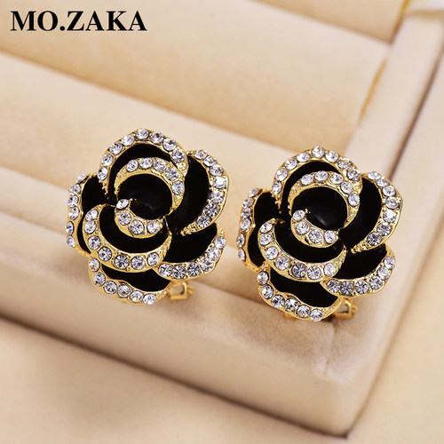 小众黑色玫瑰高级感耳环