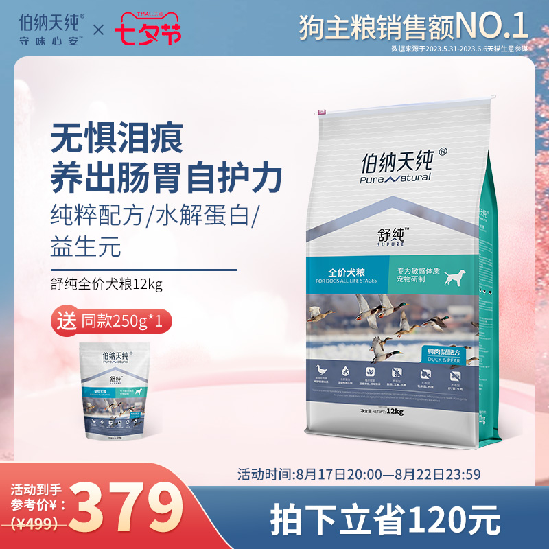 伯纳天纯鸭肉梨狗粮柴犬法斗泰迪比熊金毛成犬幼犬通用美毛去泪痕