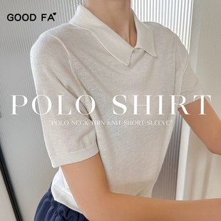 GOOD FA 2025春夏蚕丝羊毛混纺POLO领薄款克夫下摆针织短袖T恤女