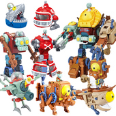 植物大战僵尸变形玩具合体机器人鲨鱼海盗船儿童男孩机甲僵尸巨人